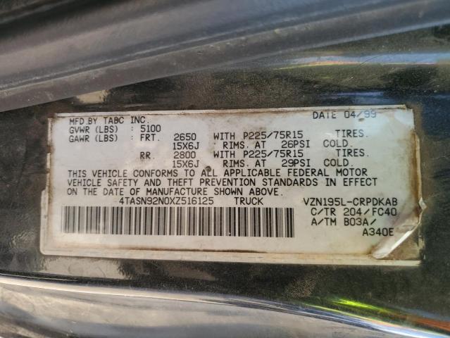 4TASN92N0XZ516125 - 1999 TOYOTA TACOMA XTRACAB PRERUNNER შავი ფოტო 12