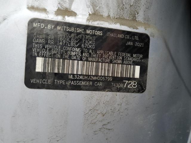 ML32AUHJ2MH005799 - 2021 MITSUBISHI MIRAGE ES SILVER photo 13