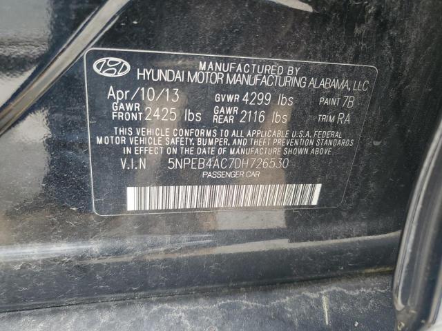 5NPEB4AC7DH726530 - 2013 HYUNDAI SONATA GLS BLACK photo 12