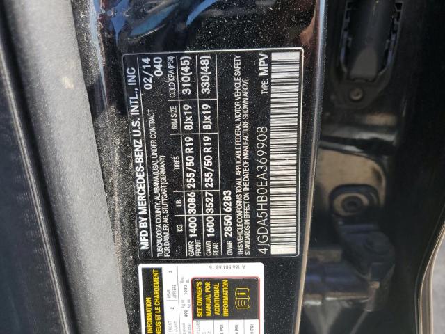 4JGDA5HB0EA369908 - 2014 MERCEDES-BENZ ML 350 4MATIC BLACK photo 13