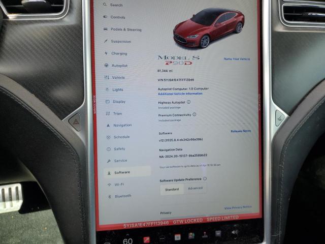 5YJSA1E47FF113946 - 2015 TESLA MODEL S RED photo 9