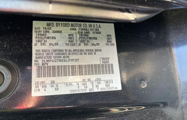 5LMFU27R03LJ19127 - 2003 LINCOLN NAVIGATOR 黑色 照片 10