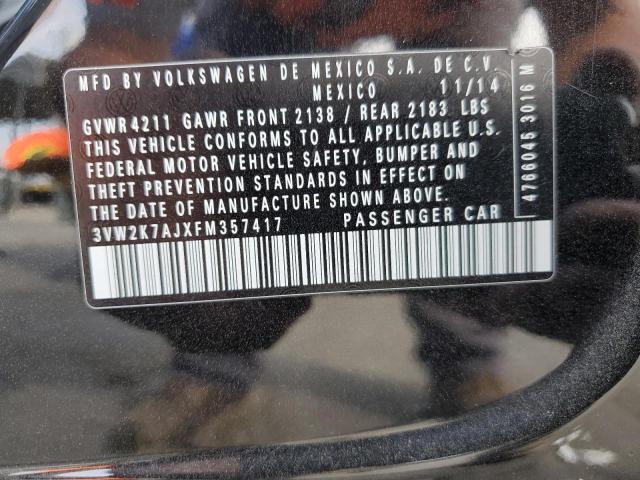 3VW2K7AJXFM357417 - 2015 VOLKSWAGEN JETTA BASE 黑色 照片 12