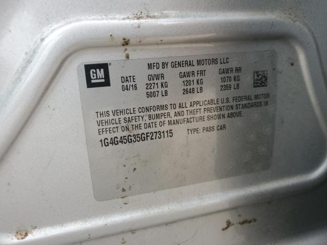 1G4G45G35GF273115 - 2016 BUICK LACROSSE SPORT TOURING SILVER photo 13