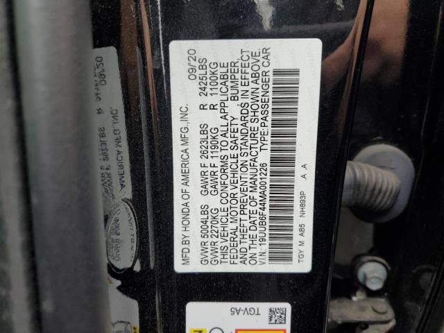 19UUB6F44MA001226 - 2021 ACURA TLX TECHNOLOGY BLACK photo 12