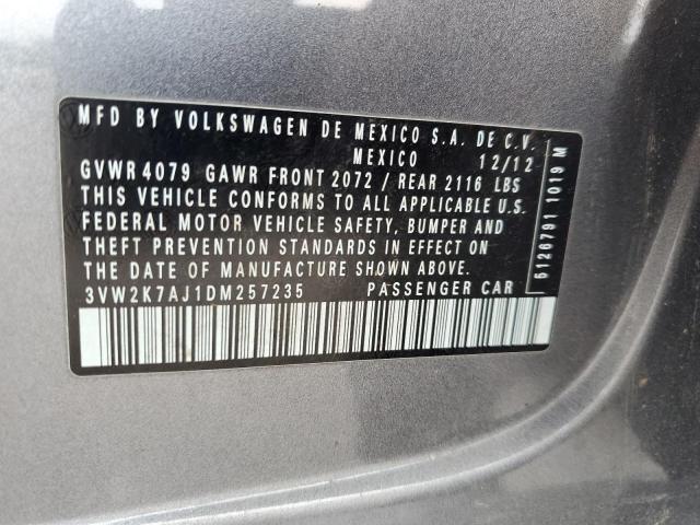 3VW2K7AJ1DM257235 - 2013 VOLKSWAGEN JETTA BASE رمادي صورة 12