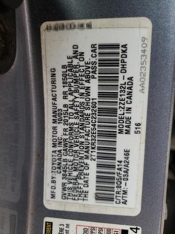 2T1KR32E54C232601 - 2004 TOYOTA COROLLA MA XR BLUE photo 12