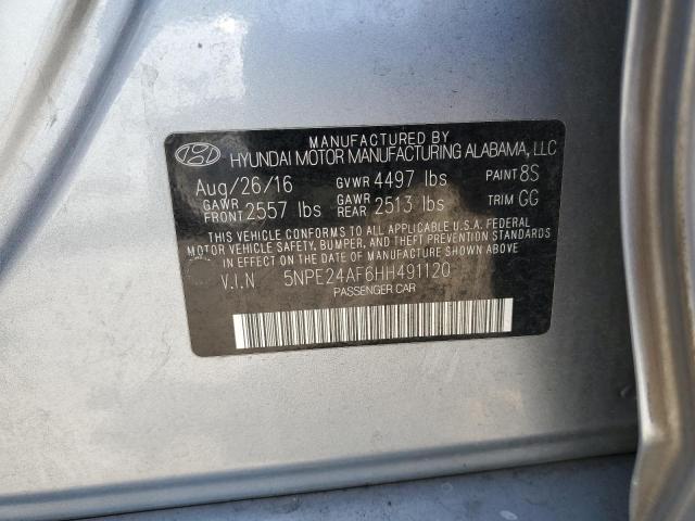 5NPE24AF6HH491120 - 2017 HYUNDAI SONATA SE SILVER photo 12