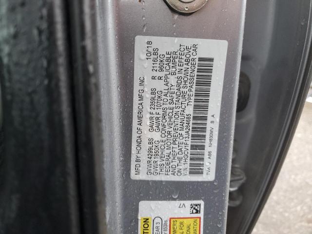 1HGCV1F13JA264685 - 2018 HONDA ACCORD LX SILVER photo 13