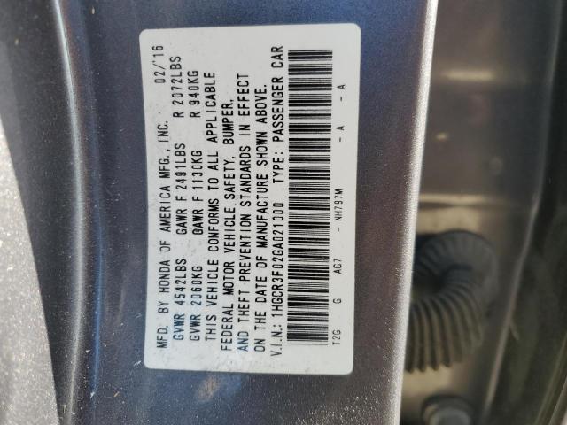 1HGCR3F02GA021000 - 2016 HONDA ACCORD EXL GRAY photo 13