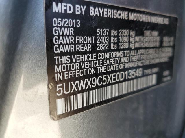 5UXWX9C5XE0D13549 - 2014 BMW X3 XDRIVE28I GRAY photo 12