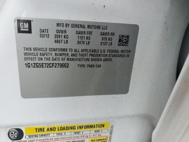 1G1ZG5E72CF279662 - 2012 CHEVROLET MALIBU LTZ WHITE photo 12