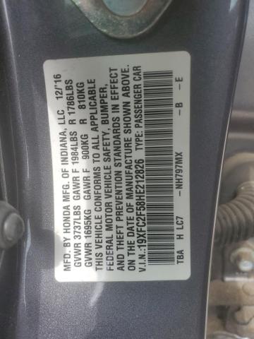 19XFC2F58HE212826 - 2017 HONDA CIVIC LX GRAY photo 13