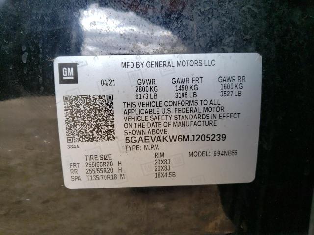 5GAEVAKW6MJ205239 - 2021 BUICK ENCLAVE ESSENCE შავი ფოტო 14