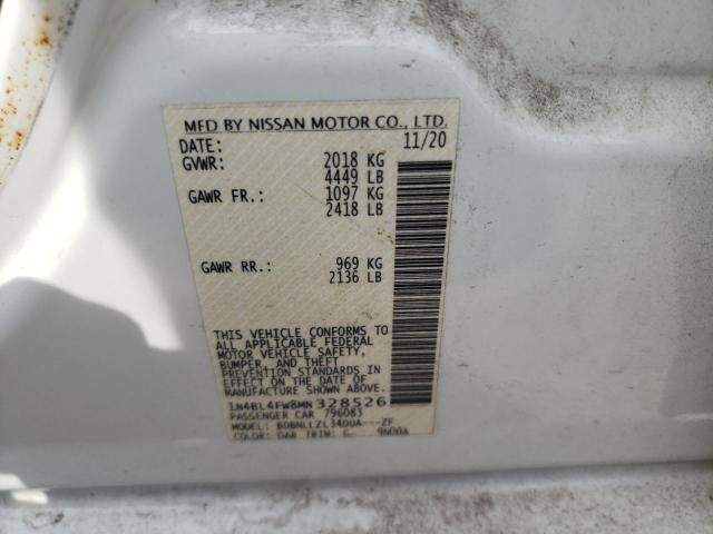 1N4BL4FW8MN328526 - 2021 NISSAN ALTIMA PLATINUM WHITE photo 12