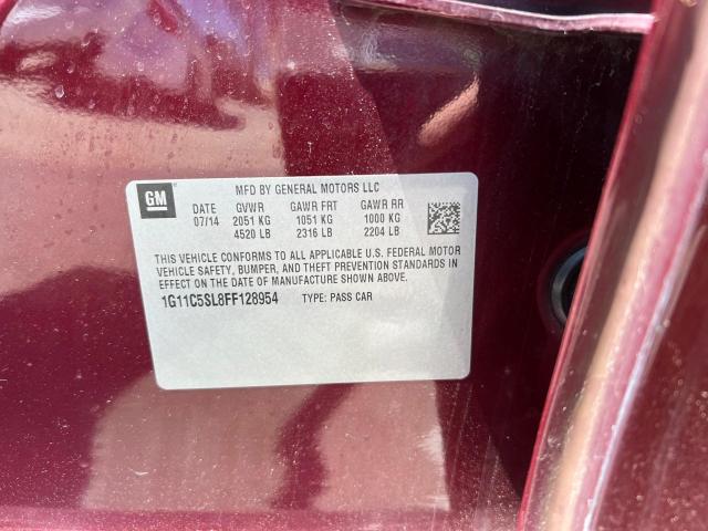 1G11C5SL8FF128954 - 2015 CHEVROLET MALIBU 1LT 红色 照片 10