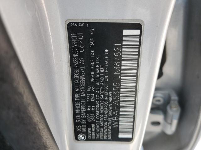 WBAFA53551LM87821 - 2001 BMW X5 3.0I SILVER photo 13