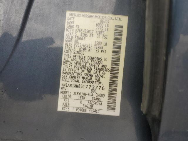 5N1AR18W85C773776 - 2005 NISSAN PATHFINDER LE 蓝色 照片 12
