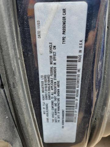 4S3BH675X46632867 - 2004 SUBARU LEGACY OUTBACK AWP 蓝色 照片 12