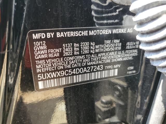 5UXWX9C54D0A27243 - 2013 BMW X3 XDRIVE28I BLACK photo 13