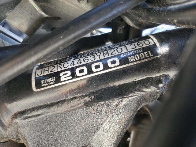 JH2RC4463YM201360 - 2000 HONDA VT750 CD2 BLACK photo 9