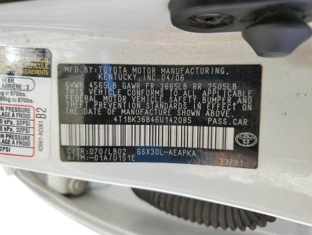 4T1BK36B46U142085 - 2006 TOYOTA AVALON XL/ XL WHITE photo 12