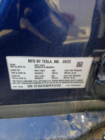 5YJSA1E56PF513152 - 2023 TESLA MODEL S BLUE photo 12