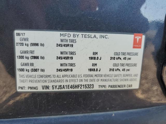 5YJSA1E46HF215323 - 2017 TESLA MODEL S SILVER photo 12