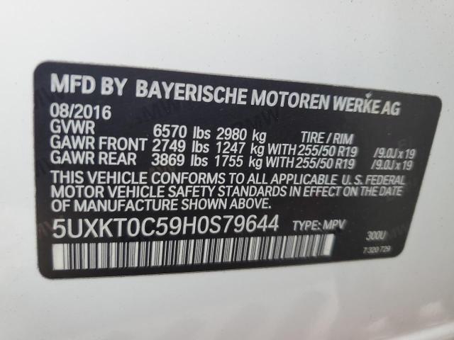 5UXKT0C59H0S79644 - 2017 BMW X5 XDR40E WHITE photo 12