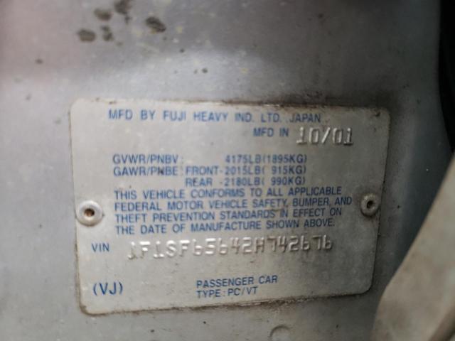 JF1SF65642H742676 - 2002 SUBARU FORESTER S SILVER photo 12