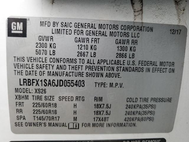 LRBFX1SA6JD055403 - 2018 BUICK ENVISION ESSENCE Սպիտակ լուսանկար 14