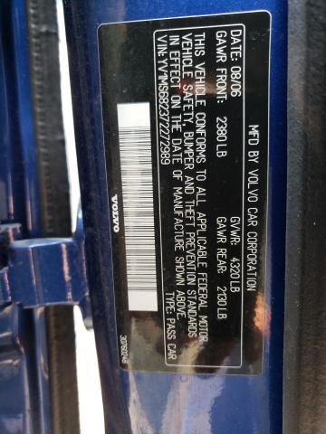 YV1MS682372272989 - 2007 VOLVO S40 T5 BLUE photo 12