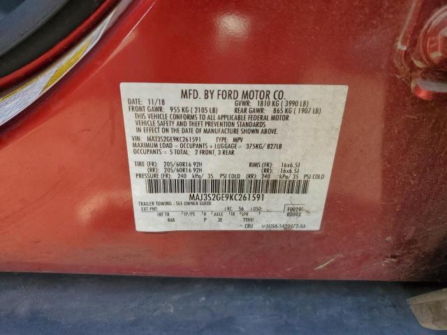 MAJ3S2GE9KC261591 - 2019 FORD ECOSPORT SE წითელი ფოტო 13