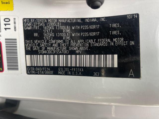 5TDKK3DC3FS547083 - 2015 TOYOTA SIENNA LE 白色 照片 10