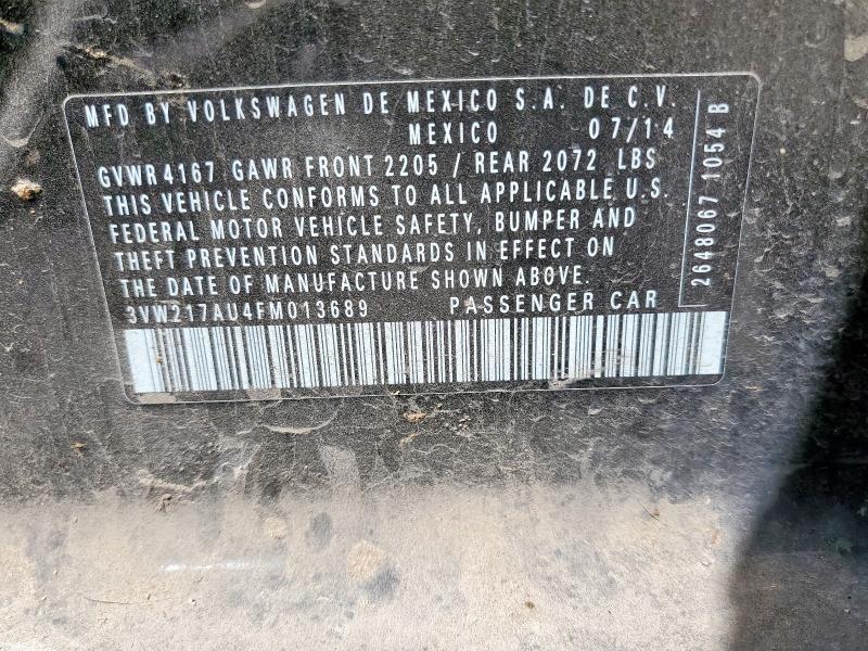 3VW217AU4FM013689 - 2015 VOLKSWAGEN GOLF BLACK photo 12