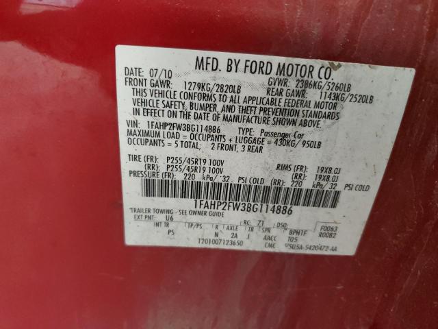 1FAHP2FW3BG114886 - 2011 FORD TAURUS LIMITED RED photo 12