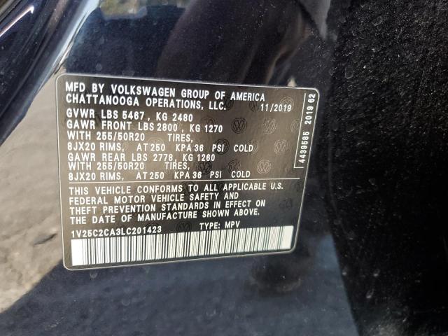 1V25C2CA3LC201423 - 2020 VOLKSWAGEN ATLAS CROS SE Qara foto 13