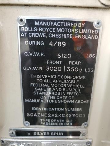SCAZN02A2KCX27003 - 1989 ROLLS-ROYCE SILVER SPU BEIGE photo 12