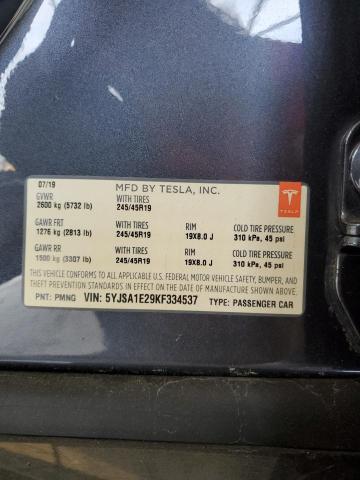 5YJSA1E29KF334537 - 2019 TESLA MODEL S CHARCOAL photo 12