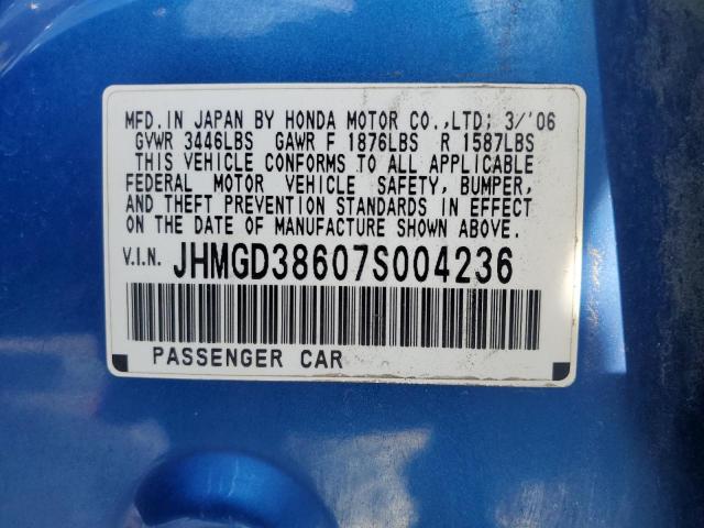 JHMGD38607S004236 - 2007 HONDA FIT S 蓝色 照片 14