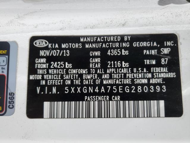 5XXGN4A75EG280393 - 2014 KIA OPTIMA EX WHITE photo 13