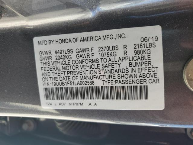 19UUB1F51LA002568 - 2020 ACURA TLX TECHNOLOGY 灰色 照片 12