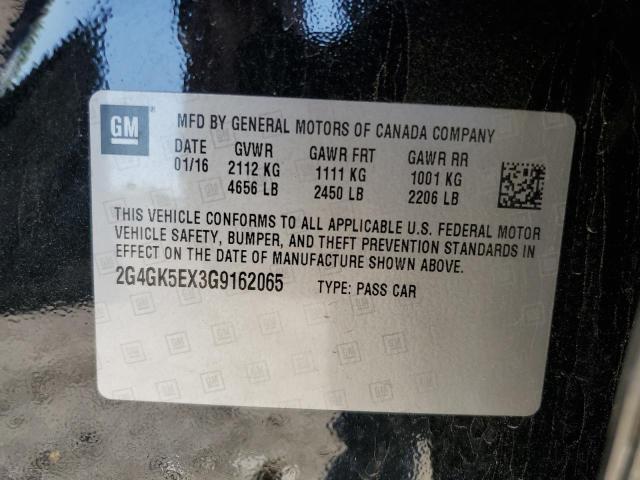 2G4GK5EX3G9162065 - 2016 BUICK REGAL BLACK photo 12