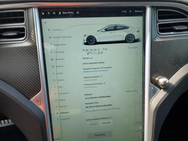 5YJSA1E43FF102541 - 2015 TESLA MODEL S WHITE photo 9