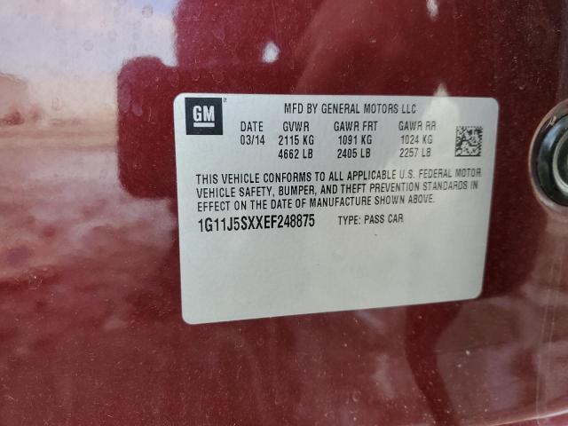 1G11J5SXXEF248875 - 2014 CHEVROLET MALIBU LTZ 栗色 照片 12