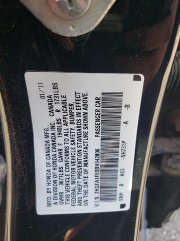 2HGFA1F60BH542806 - 2011 HONDA CIVIC LX-S Սև լուսանկար 12