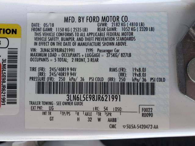 3LN6L5E98JR621991 - 2018 LINCOLN MKZ RESERVE თეთრი ფოტო 12