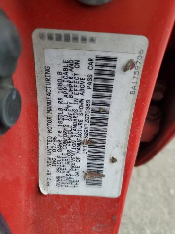 1Y1SK526XTZ070389 - 1996 GEO PRIZM BASE RED photo 12