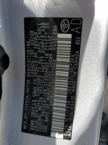 2T1BU40E59C023969 - 2009 TOYOTA COROLLA BASE SILVER photo 13