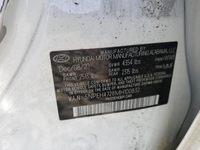 5NPEH4J28MH100832 - 2021 HYUNDAI SONATA LIMITED WHITE photo 12